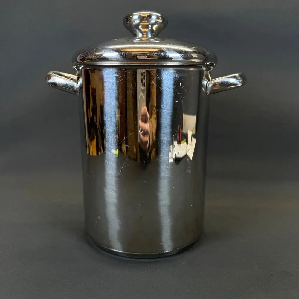 vintage 18/10 Edelstahl Ice Bucket Chrome Lid Germany Style 11